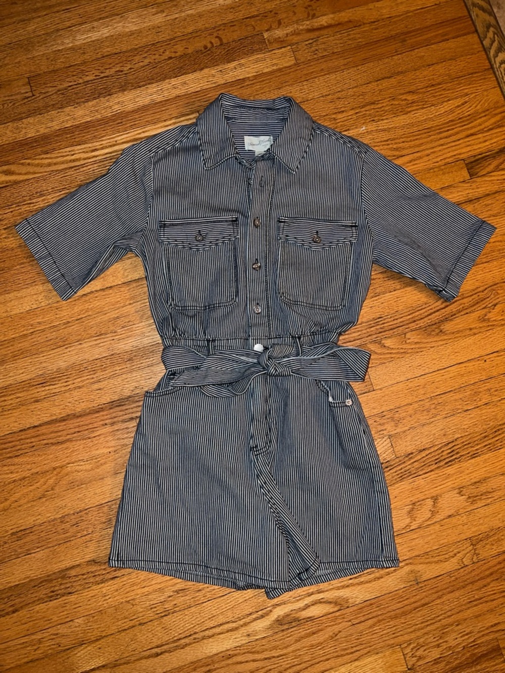 Universal Thread Navy and White Striped Button jumpsuit
